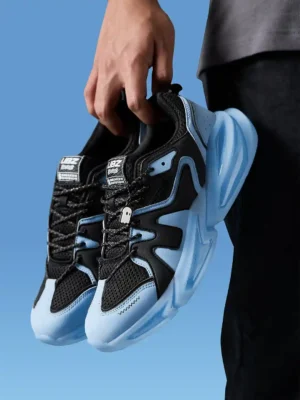 Boys' Black & Sky Blue Sneakers – Bold Contrast Meets Everyday Comfort