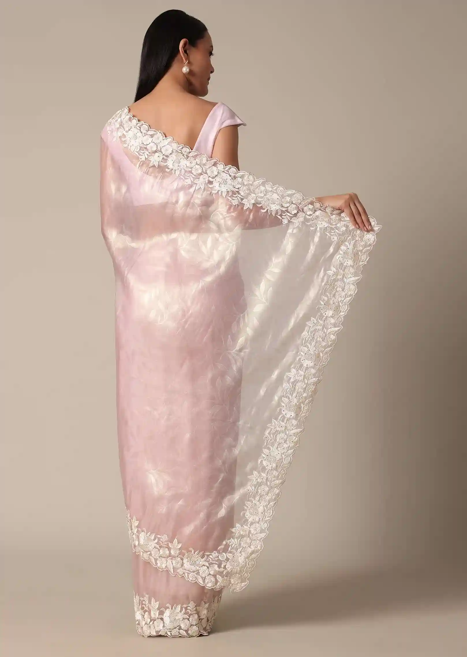 Ivory Reserve White & Gold Heritage Saree - Image 3