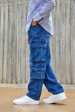 Blue Denim Cargo Jeans