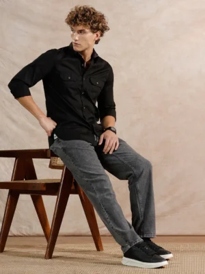 Classic Grey Washed Relaxed-Fit Jeans