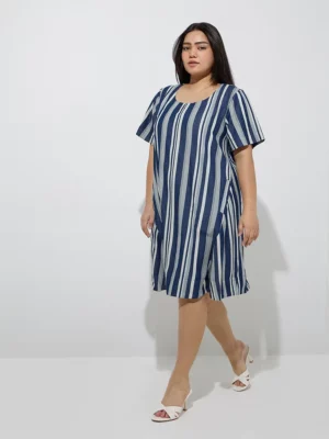 Oceanline Vertical Striped Relaxed Shift Dress