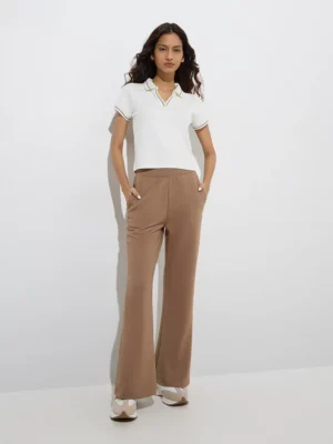 Women’s White Polo-Style T-Shirt with Contrast Trim