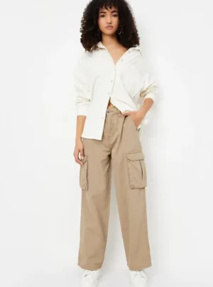 US Trend Light Brown Wide-Leg Cargo Pants – Street Utility Fashion for Smart Wardrobe Trade