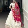 Ivory Treasury Embroidered Chaniya Choli with Royal Pink Dupatta – Luxe Heritage Edition