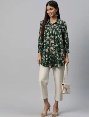 Emerald Garden Floral Top – Classic Charm, Everyday Elegance