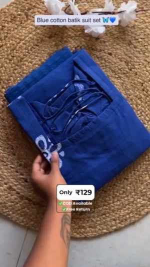 Blue Cotton Batik Suit Set – Elegant Everyday Ethnic Wear