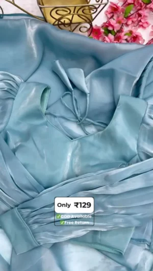 Sky Blue Organza Saree – Soft Glamour Collection