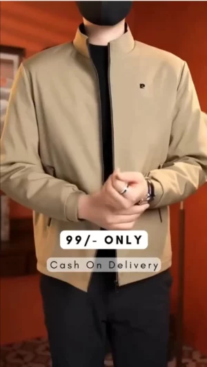 Premium Beige Zip-Up Jacket – Modern Smart Casual Essential