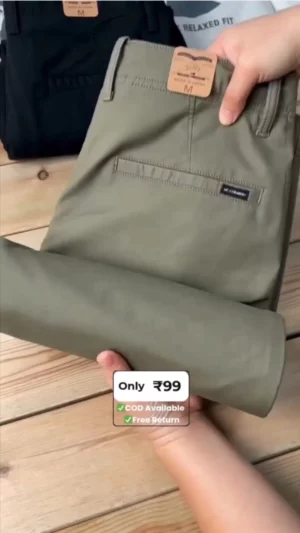 Premium Olive Green Relaxed Fit Trousers – Smart Everyday Comfort