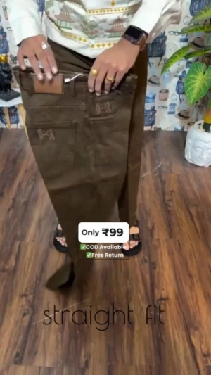 Classic Brown Straight Fit Denim Jeans – Rugged Smart Style