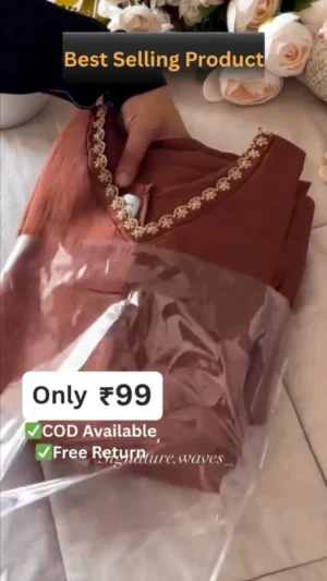 Royal Rust Embroidered Women’s Kurti – Elegant Festive Collection