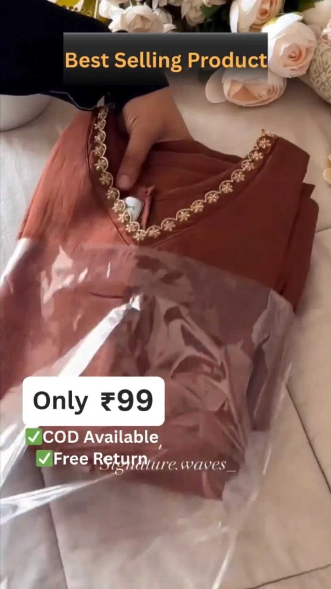 Royal Rust Embroidered Women’s Kurti – Elegant Festive Collection