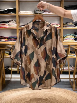 Women’s Printed Co-Ord Set – Oversized Shirt with Straight Pants