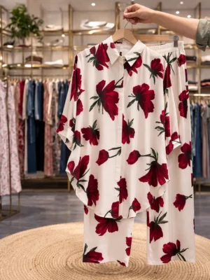 Women’s Floral Printed Shirt – Oversized Casual Stylish Top