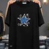Men’s Trendy Printed T-Shirt – Graphic Star & Denim Print Oversized Tee