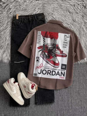 Men’s Printed Oversized Shirt – Jordan Graphic Streetwear Casual Outfit