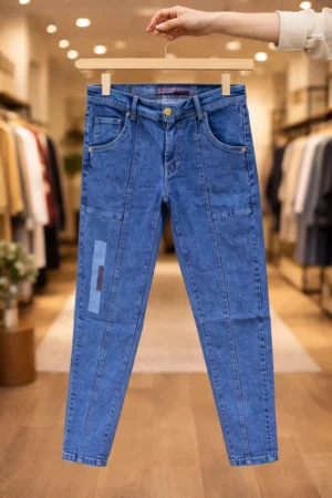 Men’s Premium Blue Denim Jeans – Modern Panel Design Statement Fit