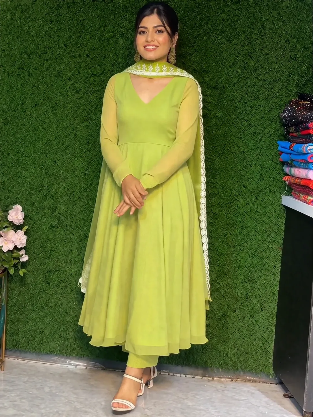 Women’s Anarkali Kurti Set – Elegant Flared Dress with Dupatta